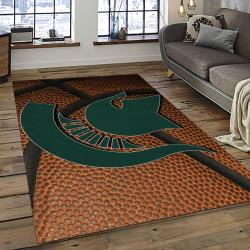 ncaa michigan state spartans college sport basketball and foolball team logo rectangle area rug dark room mss29