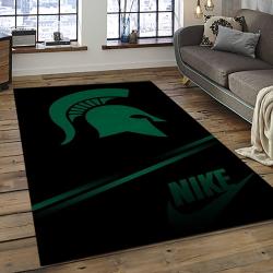 ncaa michigan state spartans college sport basketball and foolball team logo rectangle area rug dark room mss30