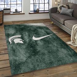 ncaa michigan state spartans college sport basketball and foolball team logo rectangle area rug dark room mss31