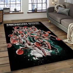 ncaa michigan state spartans college sport basketball and foolball team logo rectangle area rug dark room mss35