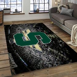 ncaa michigan state spartans college sport basketball and foolball team logo rectangle area rug dark room mss37