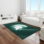 ncaa michigan state spartans college sport basketball and foolball team logo rectangle area rug light room mss03