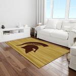 ncaa michigan state spartans college sport basketball and foolball team logo rectangle area rug light room mss12