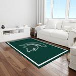 ncaa michigan state spartans college sport basketball and foolball team logo rectangle area rug light room mss15