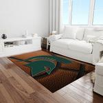 ncaa michigan state spartans college sport basketball and foolball team logo rectangle area rug light room mss29