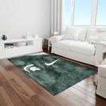 ncaa michigan state spartans college sport basketball and foolball team logo rectangle area rug light room mss31