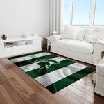ncaa michigan state spartans college sport basketball and foolball team logo rectangle area rug light room mss39