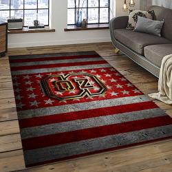 ncaa nc state wolfpack sport basketball and foolball team logo rectangle area rug dark room ncsw02
