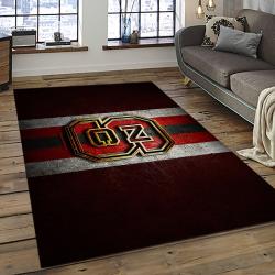 ncaa nc state wolfpack sport basketball and foolball team logo rectangle area rug dark room ncsw04