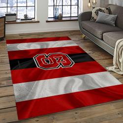 ncaa nc state wolfpack sport basketball and foolball team logo rectangle area rug dark room ncsw05