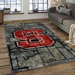 ncaa nc state wolfpack sport basketball and foolball team logo rectangle area rug dark room ncsw09