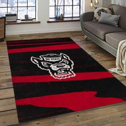 ncaa nc state wolfpack sport basketball and foolball team logo rectangle area rug dark room ncsw11
