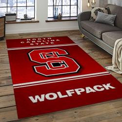 ncaa nc state wolfpack sport basketball and foolball team logo rectangle area rug dark room ncsw12