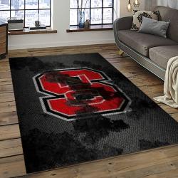 ncaa nc state wolfpack sport basketball and foolball team logo rectangle area rug dark room ncsw15