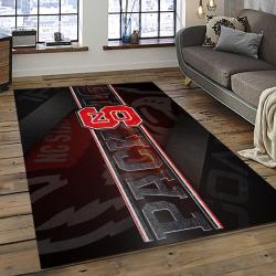 ncaa nc state wolfpack sport basketball and foolball team logo rectangle area rug dark room ncsw16