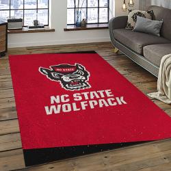 ncaa nc state wolfpack sport basketball and foolball team logo rectangle area rug dark room ncsw17