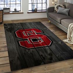 ncaa nc state wolfpack sport basketball and foolball team logo rectangle area rug dark room ncsw18