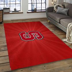 ncaa nc state wolfpack sport basketball and foolball team logo rectangle area rug dark room ncsw20