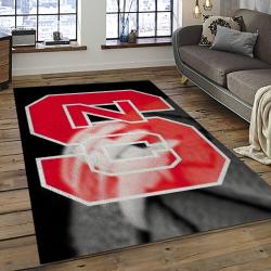 ncaa nc state wolfpack sport basketball and foolball team logo rectangle area rug dark room ncsw22