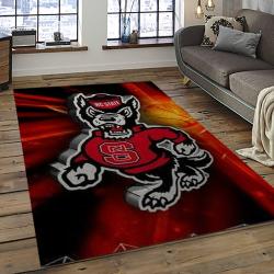 ncaa nc state wolfpack sport basketball and foolball team logo rectangle area rug dark room ncsw24