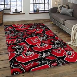 ncaa nc state wolfpack sport basketball and foolball team logo rectangle area rug dark room ncsw27
