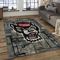 ncaa nc state wolfpack sport basketball and foolball team logo rectangle area rug dark room ncsw30