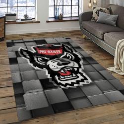 ncaa nc state wolfpack sport basketball and foolball team logo rectangle area rug dark room ncsw31