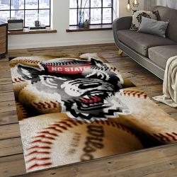 ncaa nc state wolfpack sport basketball and foolball team logo rectangle area rug dark room ncsw32