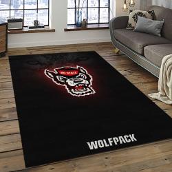ncaa nc state wolfpack sport basketball and foolball team logo rectangle area rug dark room ncsw33