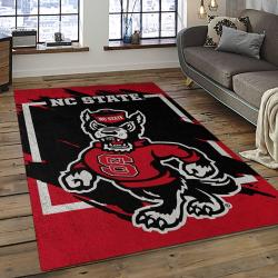 ncaa nc state wolfpack sport basketball and foolball team logo rectangle area rug dark room ncsw35