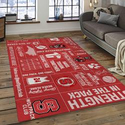 ncaa nc state wolfpack sport basketball and foolball team logo rectangle area rug dark room ncsw37