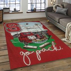 ncaa nc state wolfpack sport basketball and foolball team logo rectangle area rug dark room ncsw43