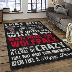 ncaa nc state wolfpack sport basketball and foolball team logo rectangle area rug dark room ncsw45