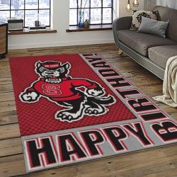 ncaa nc state wolfpack sport basketball and foolball team logo rectangle area rug dark room ncsw46