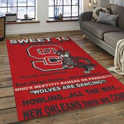 ncaa nc state wolfpack sport basketball and foolball team logo rectangle area rug dark room ncsw47