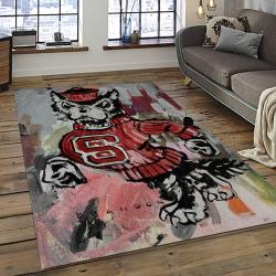 ncaa nc state wolfpack sport basketball and foolball team logo rectangle area rug dark room ncsw48