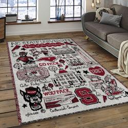 ncaa nc state wolfpack sport basketball and foolball team logo rectangle area rug dark room ncsw49
