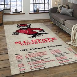 ncaa nc state wolfpack sport basketball and foolball team logo rectangle area rug dark room ncsw50