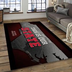 ncaa nc state wolfpack sport basketball and foolball team logo rectangle area rug dark room ncsw54