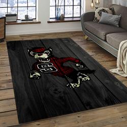 ncaa nc state wolfpack sport basketball and foolball team logo rectangle area rug dark room ncsw56