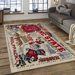 ncaa nc state wolfpack sport basketball and foolball team logo rectangle area rug dark room ncsw58
