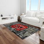 ncaa nc state wolfpack sport basketball and foolball team logo rectangle area rug light room ncsw09