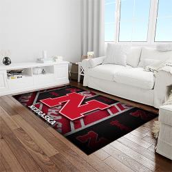 NCAA Nebraska Cornhuskers College Sport Basketball And Foolball Team Logo Rectangle Area Rug NCS01