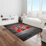 ncaa nebraska cornhuskers college sport basketball and foolball team logo rectangle area rug light room ncs03