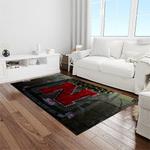 ncaa nebraska cornhuskers college sport basketball and foolball team logo rectangle area rug light room ncs14