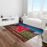 ncaa nebraska cornhuskers college sport basketball and foolball team logo rectangle area rug light room ncs20