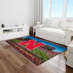 NCAA Nebraska Cornhuskers College Sport Basketball And Foolball Team Logo Rectangle Area Rug NCS20