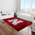 ncaa nebraska cornhuskers college sport basketball and foolball team logo rectangle area rug light room ncs30