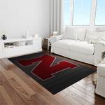 ncaa nebraska cornhuskers college sport basketball and foolball team logo rectangle area rug light room ncs31