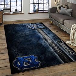 ncaa north carolina tar heels college sport basketball and foolball team logo rectangle area rug dark room ncth06